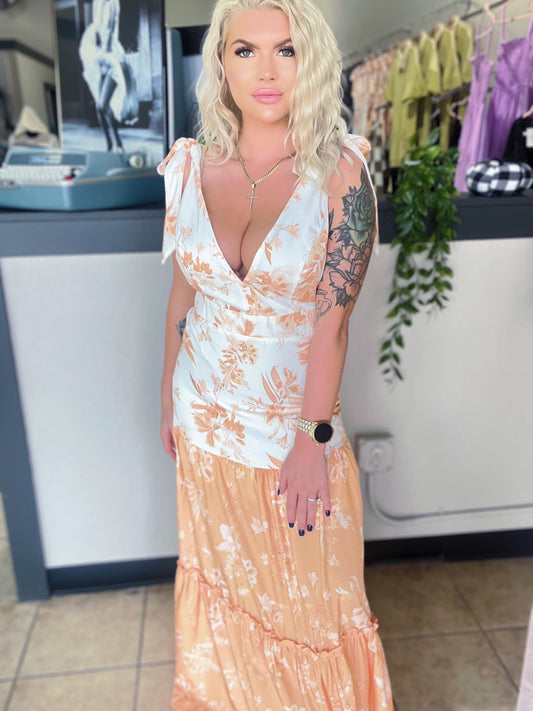 Orange Floral Maxi Dress