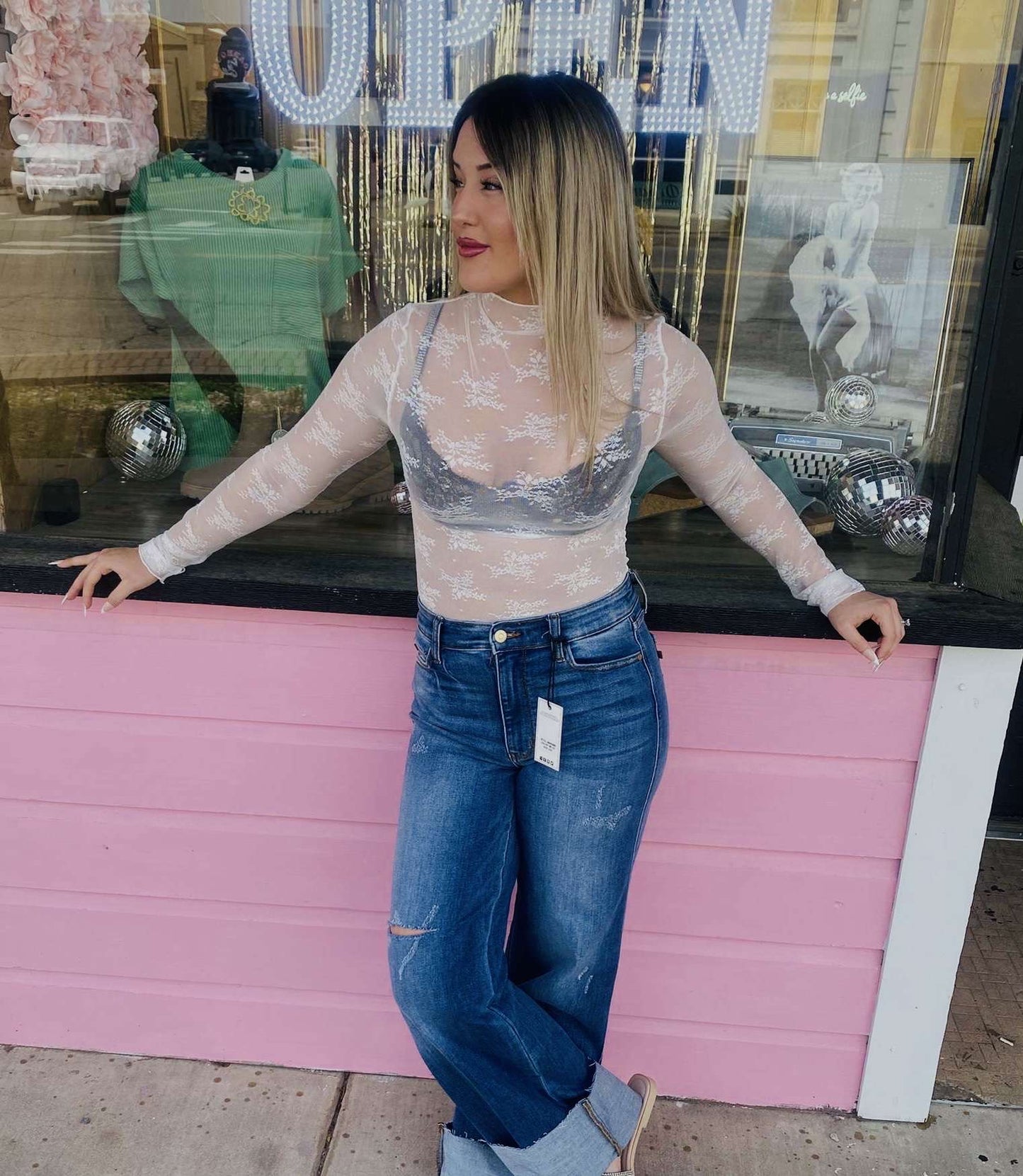 White Lace Mesh Top