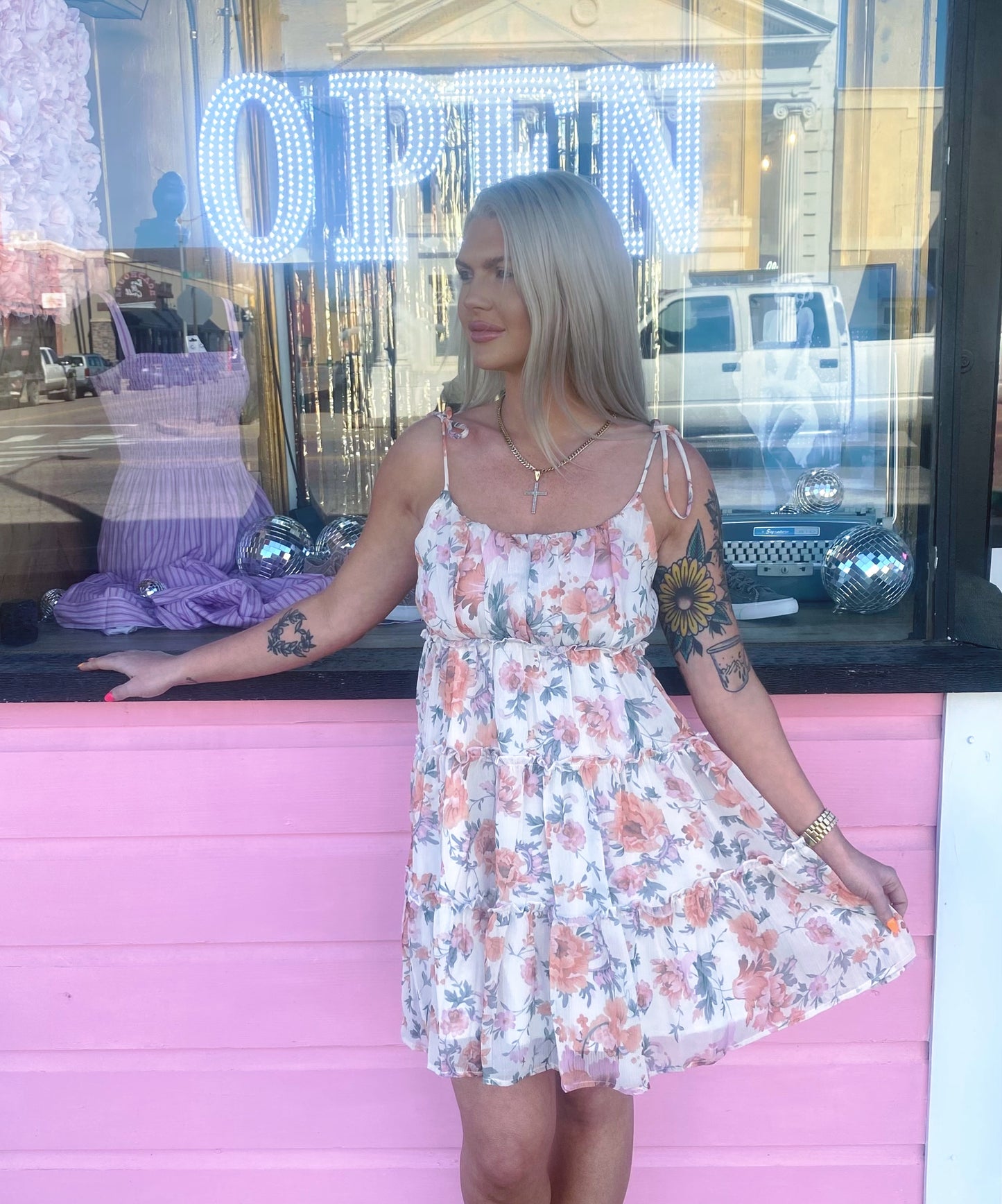 Orange Floral Mini Dress
