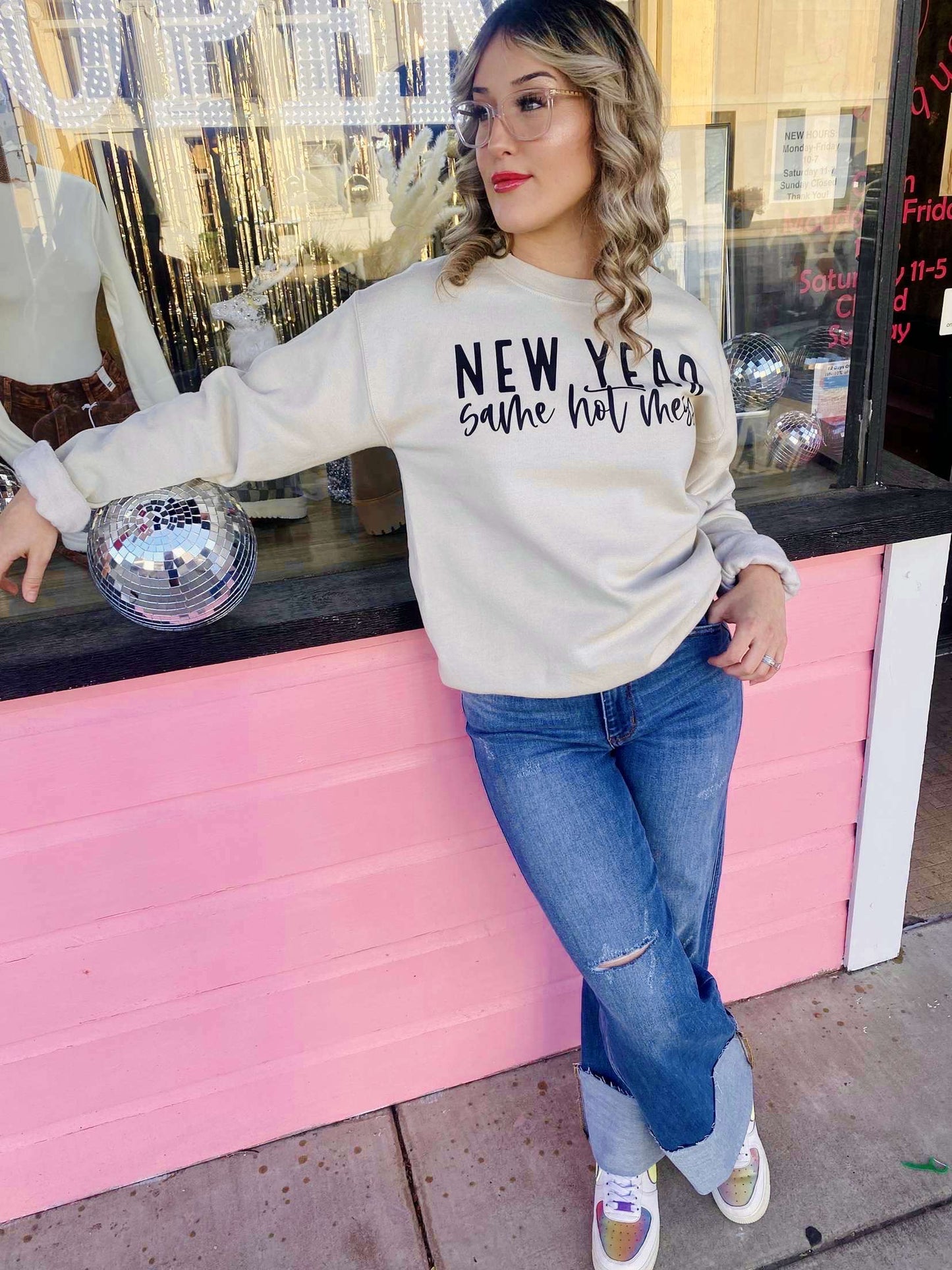 New Year Graphic Sweatshirt
