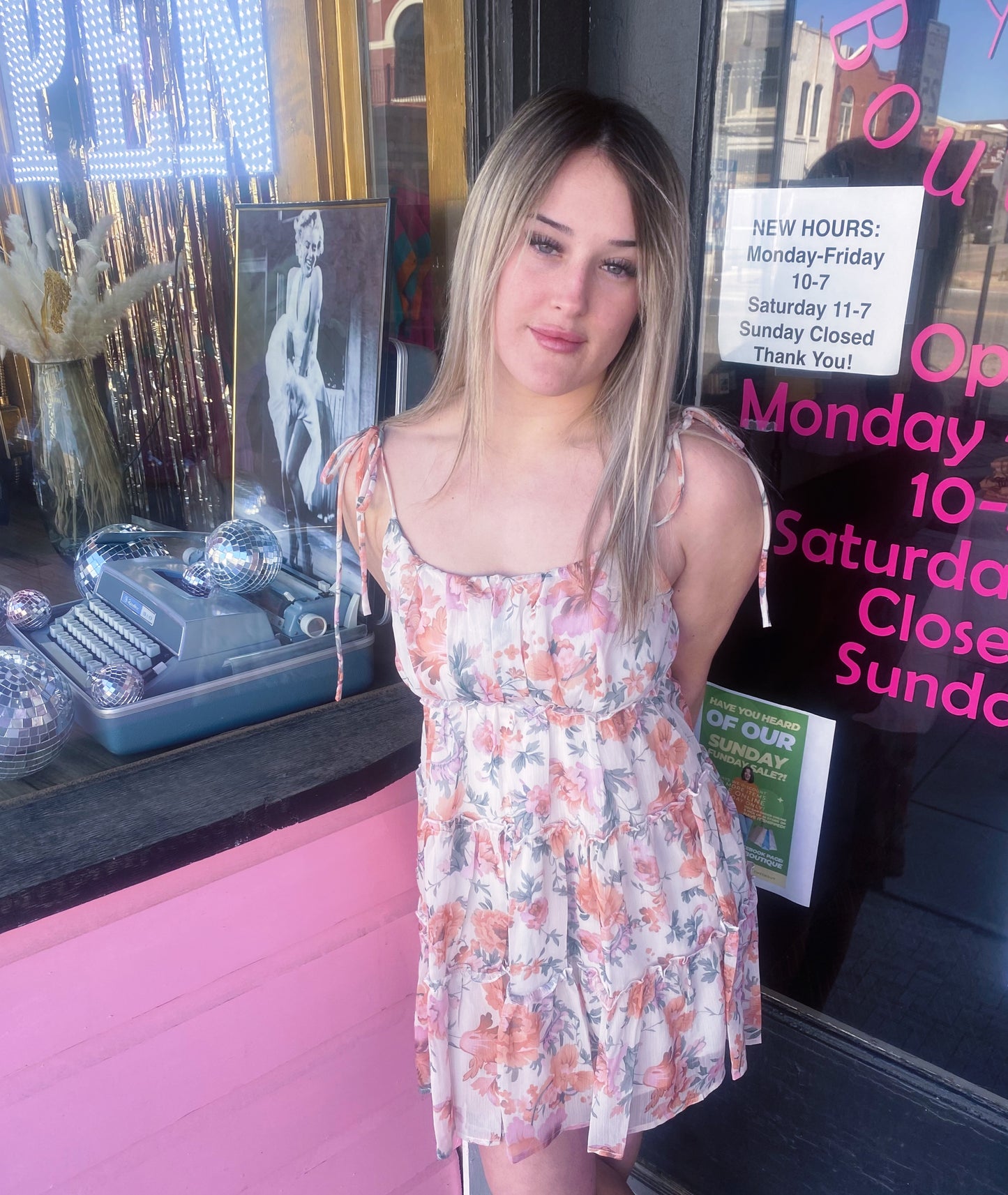 Orange Floral Mini Dress