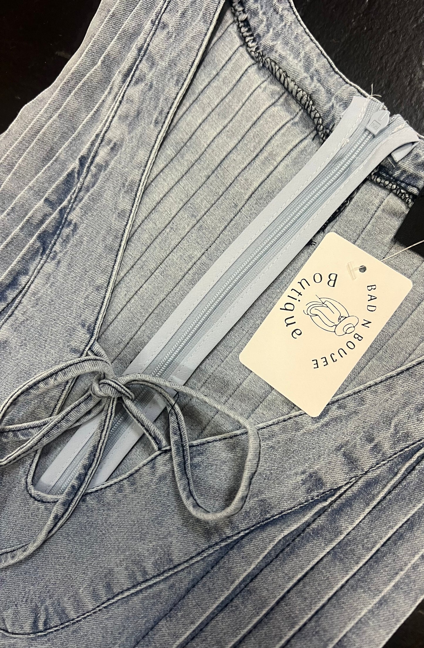 Tie Front Denim Romper