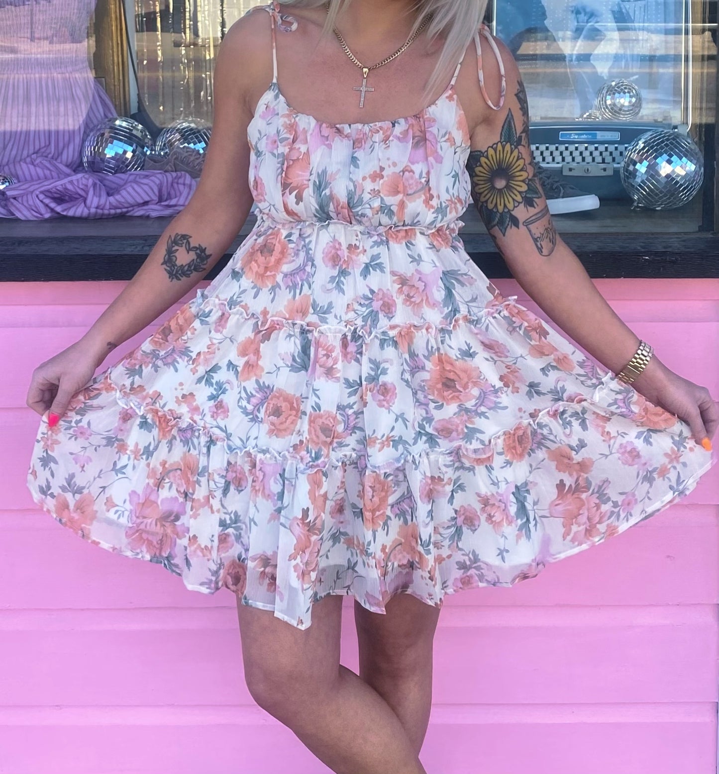 Orange Floral Mini Dress