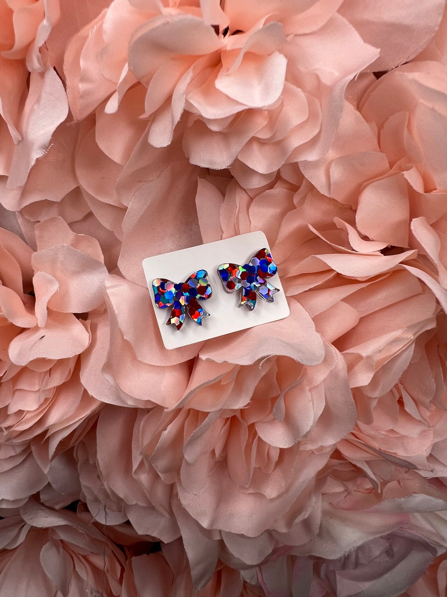 Confetti Red White & Blue Stud Earrings