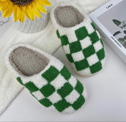 Green Checkered Slippers
